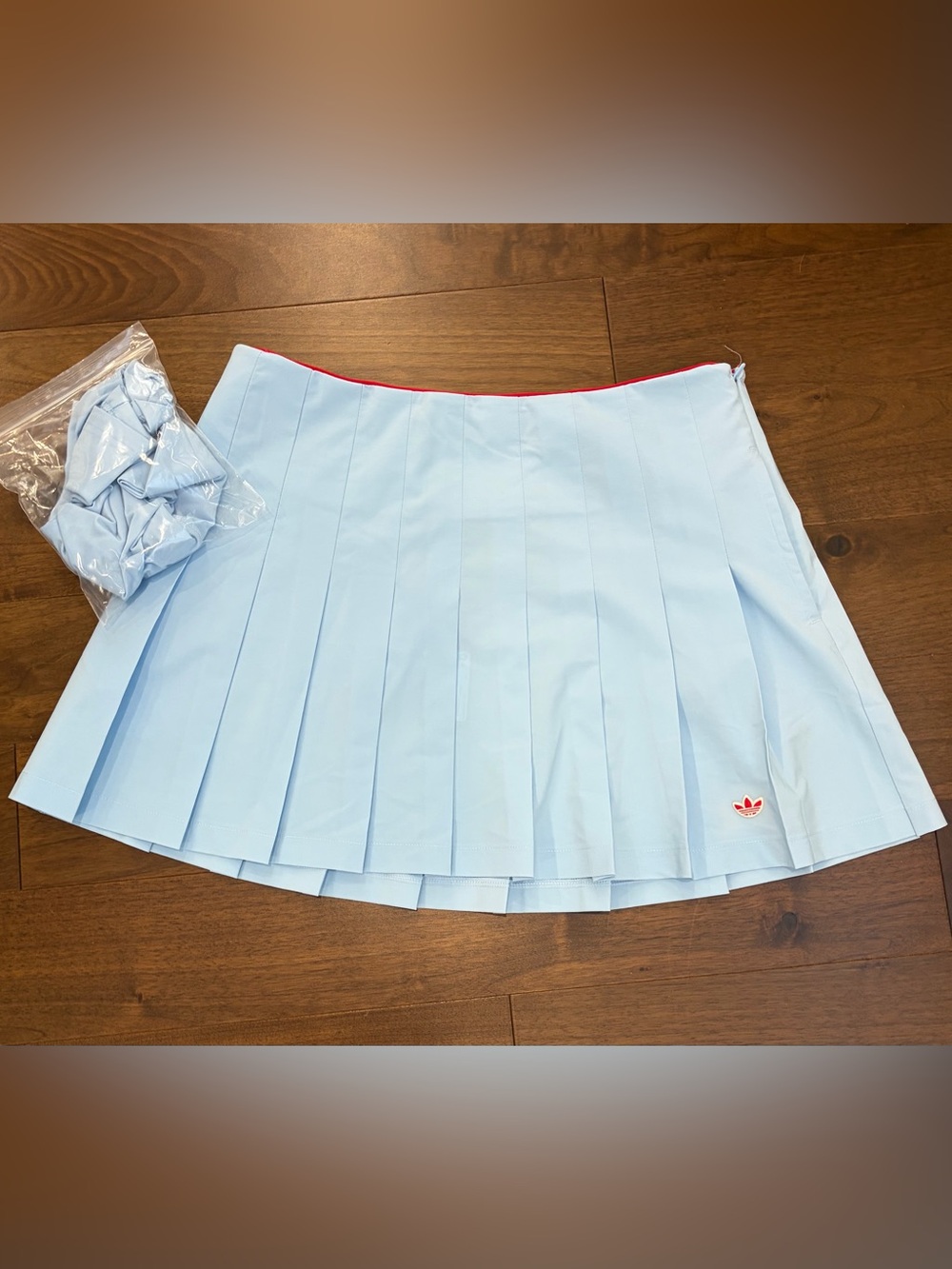 adidas Light Blue Pleated Tennis/Golf Skirt with Red Trim